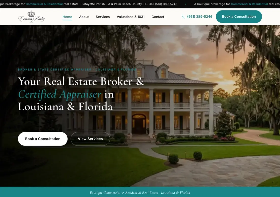 Empress Realty website built by DV8 Web