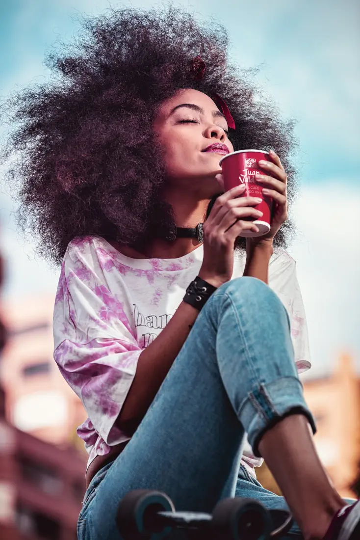 Street coffee, commercial photography by Allen Velasquez